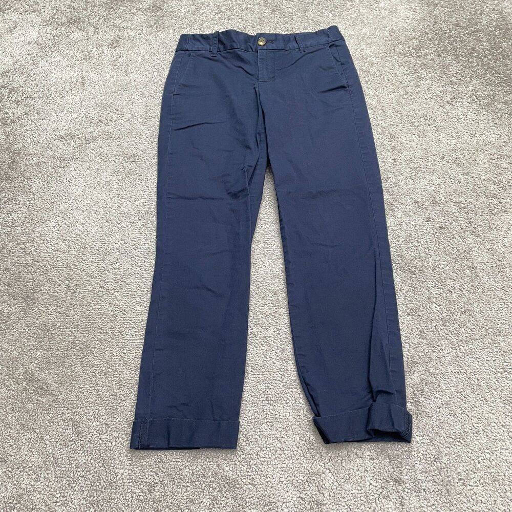 J.Crew Laney Chino Rolled Pants Womens 00 Navy Blue Straight Leg Cotton 27x24.5